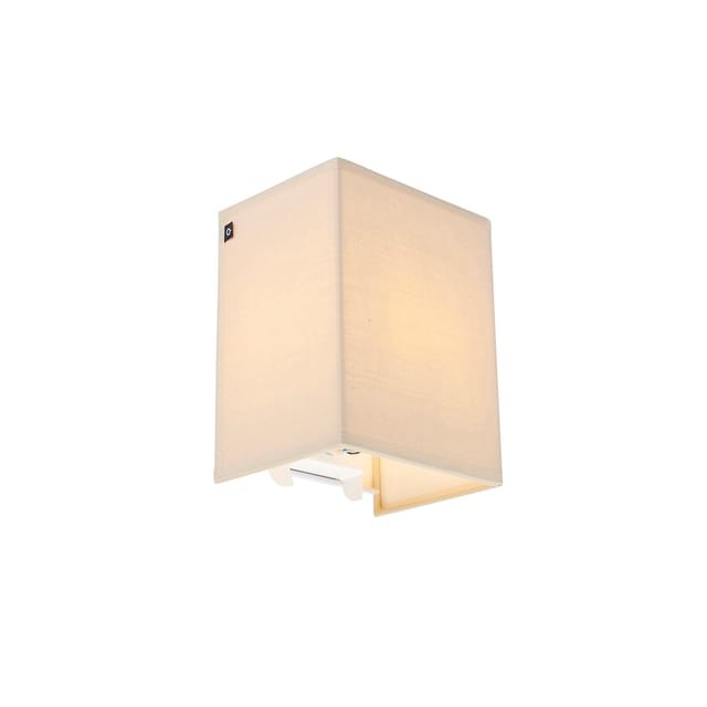 Qazqa Wandleuchte Vete, ohne Leuchtmittel, Warmweiß, QAZQA Wand­leuchte, e27, Beige, Textil, Modern