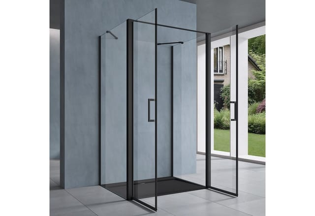 doporro Grossraumdusche Duschkabine U-Form Duschabtrennung Sicherheitsglas Klarglas Rav66UK, BxT: 90x75 cm, Einscheibensicherheitsglas