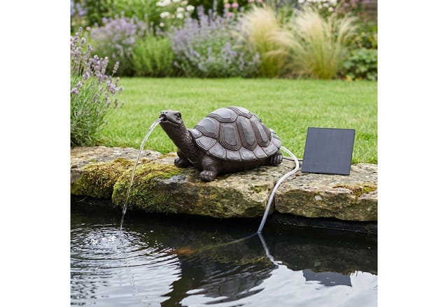 Arnusa Wasserspeier Solar Springbrunnen Schildkröte mit Pumpe Wasserspiel Teich, Teichdekoration Gartenfigur Komplett-Set