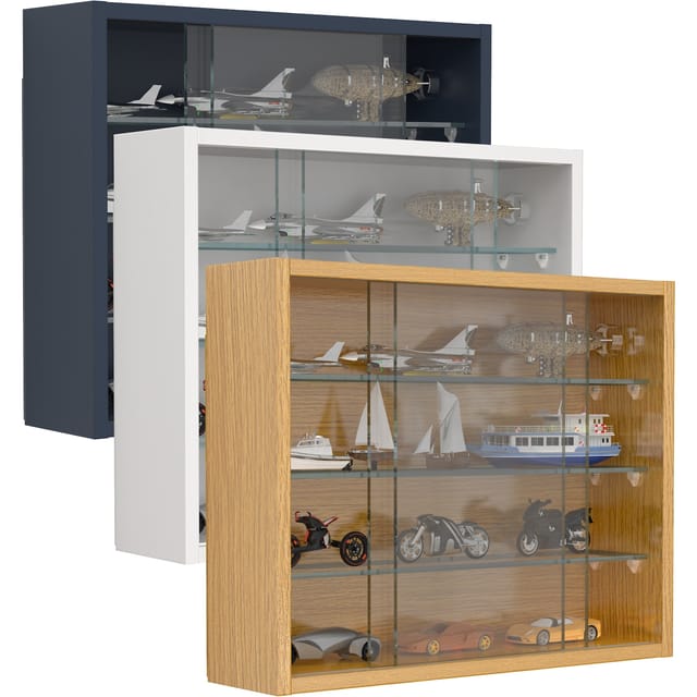 VCM Glasvitrine hängend Vitrine Glas Maße: H. 40 x B. 50 x T. 12 cm Hängevitrine Glas Modern und platzsparend Glas Vitrinenschrank - Drivalo S