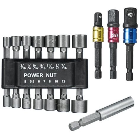 14-teiliger Ratschenschlüsselsatz Mit Sechskantgriff, Plus Drei Inbusschlüsseladapter Mit Innensechskant Für 1/4", 3/8" Und 1/2".