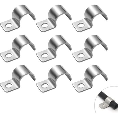 Set Aus 10 Metallklemmen – 16 Mm – Aus V2a 304 Edelstahl – Für Rohre – Einzelloch – Für Kabel Mit Einem Durchmesser Von 15 Bis 16,5 Mm – Für Die Montage Hinter Der Wand.