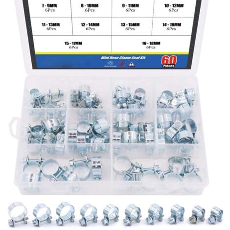 Set Mit 60 Mini-rohrschellen Für Kraftstoff- Und Dieselleitungen In 10 Größen.