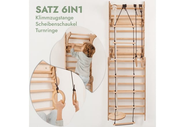 Schwedische Leiter Für Den Indoor-spielplatz – Montessori Kletterspiel – Kletterholz Für Kleinkinder Und Kinder Von 2 – 12 Jahren