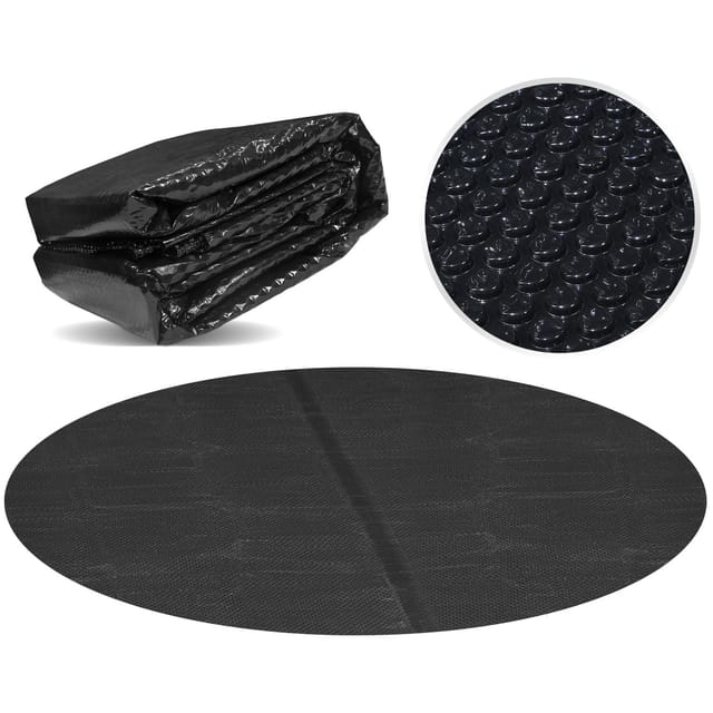 Pool Solarfolie Ø 366 Cm Deluxe Rund 180 My Schwarz 12 Mm Luftblasen - Miganeo