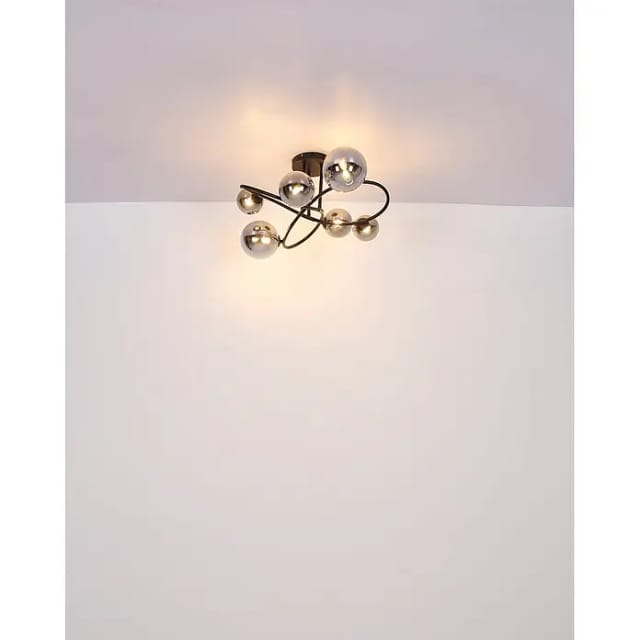 Globo - Deckenleuchte Deckenlampe Wohnzimmerleuchte Led Metall Glas Rauchfarbe D 60 Cm