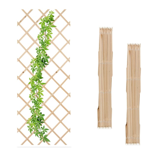 Relaxdays - Rankgitter Ausziehbar, 3er Set, 180x90 Cm, Holz, Rankhilfe Kletterpflanzen, Holzgitter Wand, Spalier, Natur