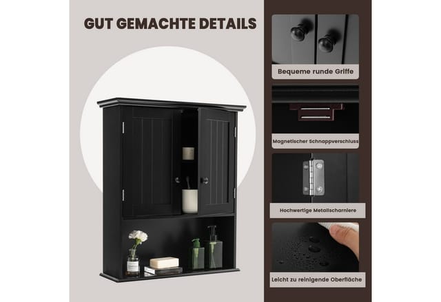 Costway Hängeschrank Medizinschrank Schwarz