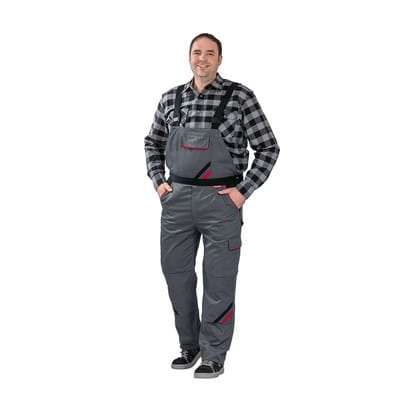 Latzhose 2332 schiefer/schwarz/rot, Größe 63