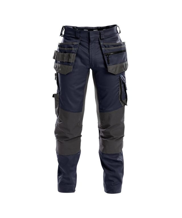 FLUX Arbeitshose mit Stretch, Holstertaschen und Kniepolstertaschen, nachtblau/anthrazit, Schrittlänge Minus, Größe 50