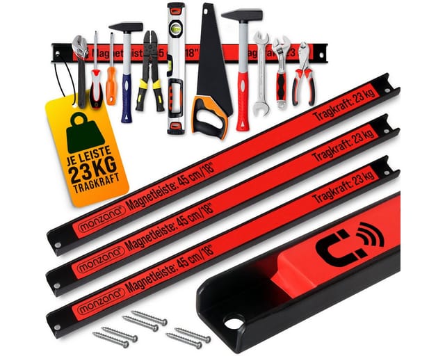 Deuba Werkzeughalter, 3x Magnetleiste 45cm 23kg Tragkraft Werkzeugleiste Organizer Werkstatt
