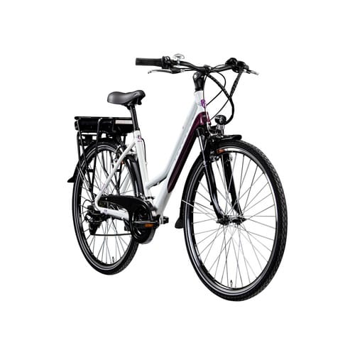 Zündapp E-Bike Trekkingrad »Z802 700c«, 28 Zoll, Damen (Damen, weiss/lila)