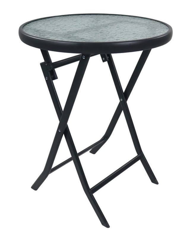 VCM Gartentisch rund Ø 55 cm, Metall Tisch mit Glasplatte, klappbar, wetterbeständig, Balkontisch für den Garten oder Terrasse Outdoor – Sonlas