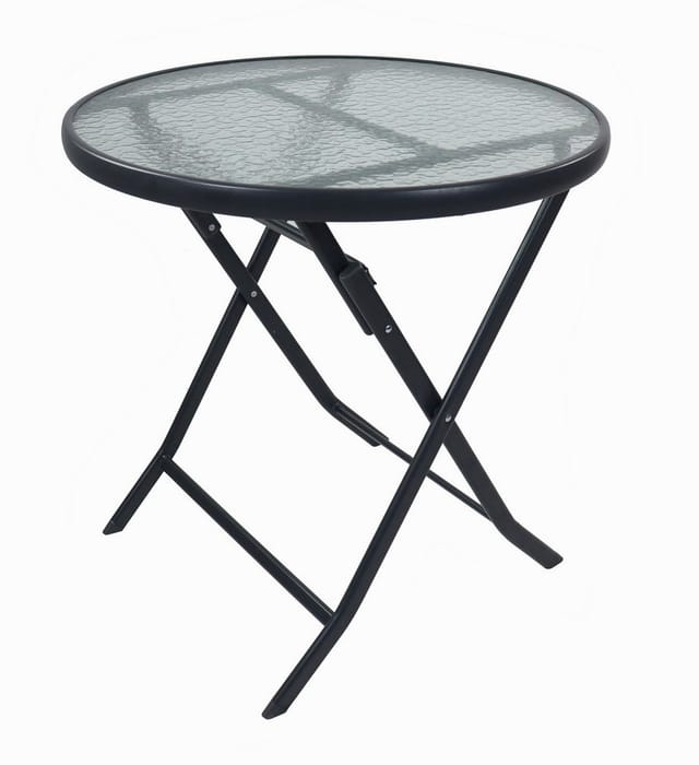 VCM Gartentisch rund Ø 70 cm, Metall Tisch mit Glasplatte, klappbar, wetterbeständig, Balkontisch für Garten oder Terrasse Outdoor, Sonlas