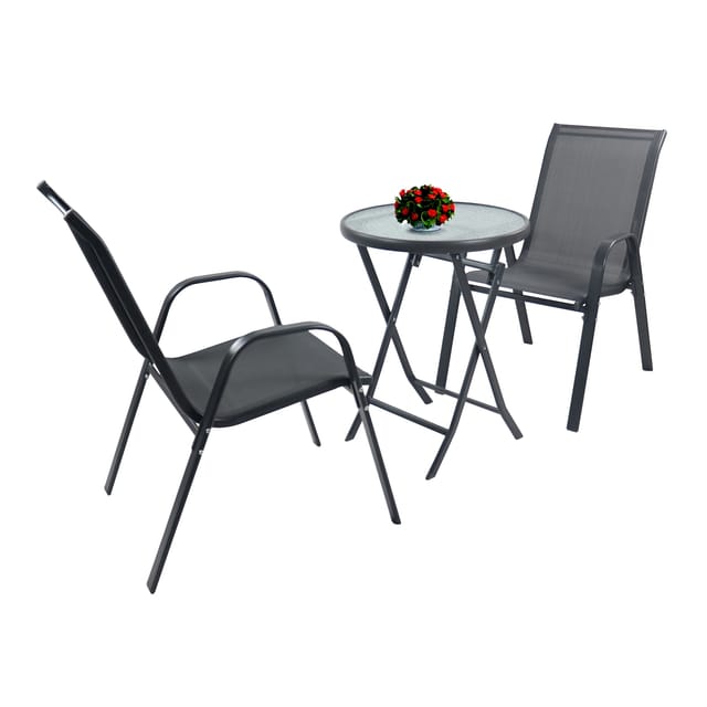 VCM 3-tlg Gartenmöbel Set Sitzgruppe Essgruppe 1xTisch, 2x Stühle Tisch Maße ca. H. 89 x B. 55 x T. 55 cm Garten Set - Sonlas