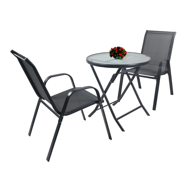 VCM 3-tlg Gartenmöbel Set Sitzgruppe Essgruppe 1xTisch, 2x Stühle Tisch Maße ca. H. 70 x ? 70 cm Garten Set - Sonlas