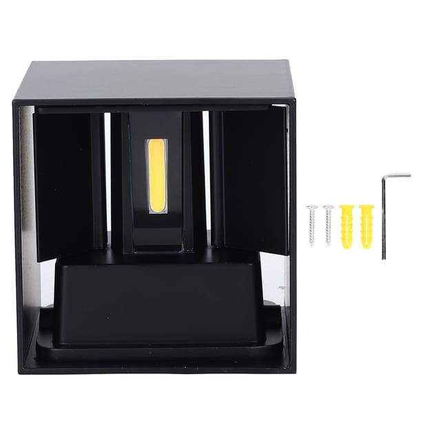 Quadratische, Wasserdichte Led-außenleuchte, Aluminium, 6 W, Schwarz, Dimmbar 3000–3200 K, 85–265 V