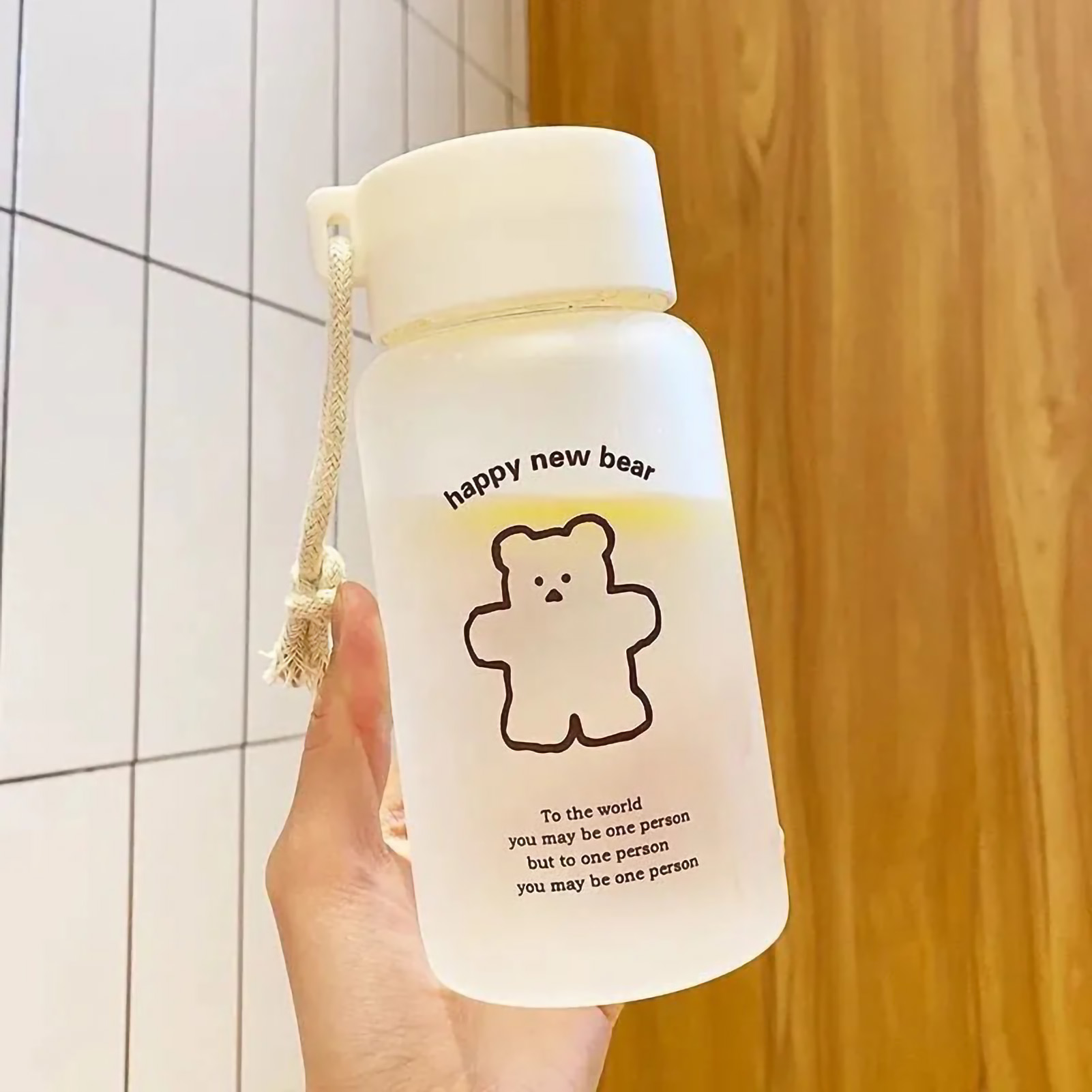 Niedliche Kinder-trinkflasche Mit Schwarzbär-motiv, Auslaufsicherer Griff, Geruchsneutral, Für Die Schule