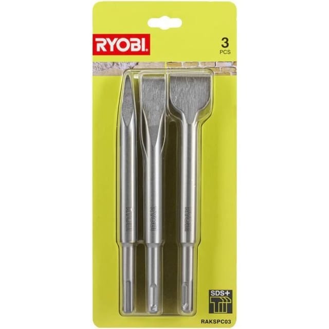Ryobi - Set Mit 3 Sds+ Meißeln (1 Spitze, 2 Flach) - Rakspc03