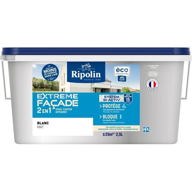 Extremfarbe Fassade 2 In 1 - Weiß - Matt - Ripolin - 2,5l