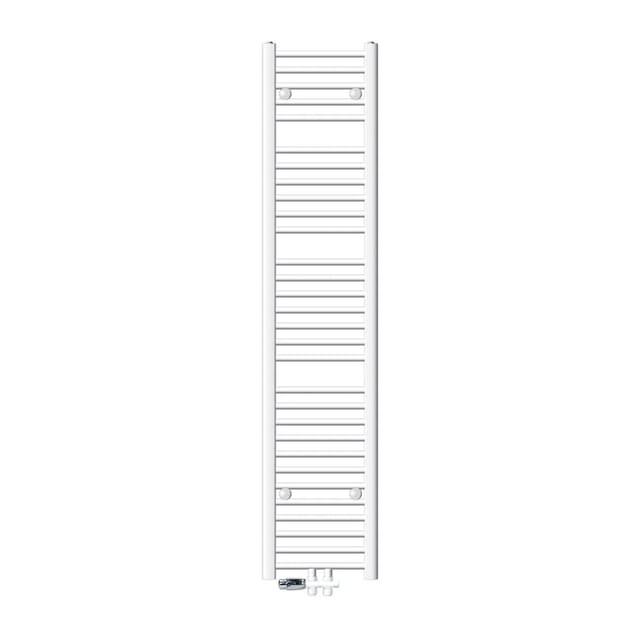 Ecd Germany Badheizkörper Mittelanschluss 300 X 1800 Mm Weiß Gerade Mit Thermostat Und Anschlussgarnitur Durchgang Boden Weiß - Heizkörper Heizung Handtuchwärmer Handtuchtrockner Handtuchheizkörper