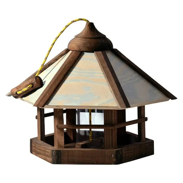 DOBAR Vogelfutterhaus, für Wildvögel, Kiefernholz/Kunststoff, braun