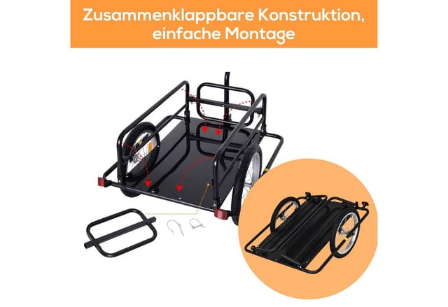 HOMCOM Lastenanhänger, BxHxL: 71,5 x 77 x 155 cm - schwarz