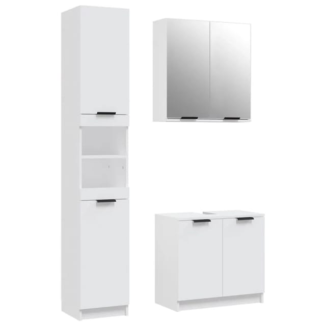 vidaXL 3-tlg. Badmöbel-Set Weiß Holzwerkstoff Modell 8