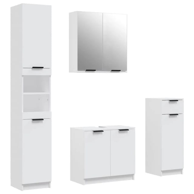 vidaXL 4-tlg. Badmöbel-Set Weiß Holzwerkstoff Modell 4