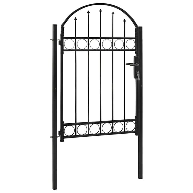vidaXL Zauntor mit Gewölbter Oberseite Stahl 104 x 150 cm Schwarz 143086