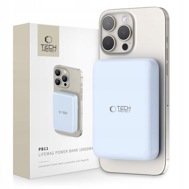 Tech-Protect LifeMag PB11 Powerbank with MagSafe 10000mAh 15W USB-C Port - Blue + USB-C Cable Powerbank (Akku) - Blau - 10000 mAh