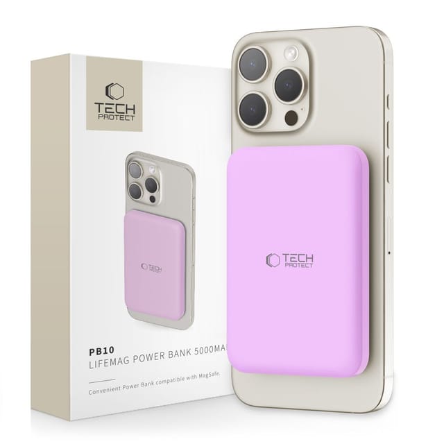 Tech-Protect Powerbank LifeMag MagSafe PB10 5000 mAh - pink Powerbank (Akku) - Pink - 5000 mAh
