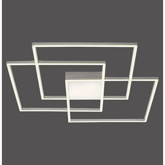 JUST LIGHT LED Deckenleuchte "Asmin" Deckenlampe Farbe Stahl, 12W 2700-5000 K, Fernbedienung, Lampe, 75 x 75 cm, Wohnzimmer Leuchte