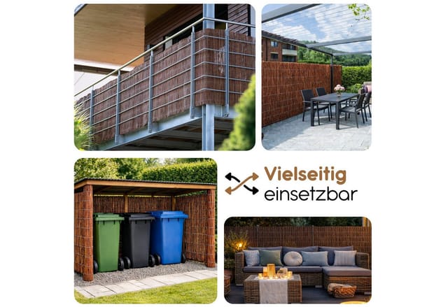 BooGardi Weidenzaun Weidenmatte · Sichtschutzmatte aus Weide · Balkon · Terrasse, (Sichtschutzzaun 30 cm hoch x 300 cm lang), Gartenzaun · Sichtschutz Zaun · Balkonverkleidung · Holz · Garten