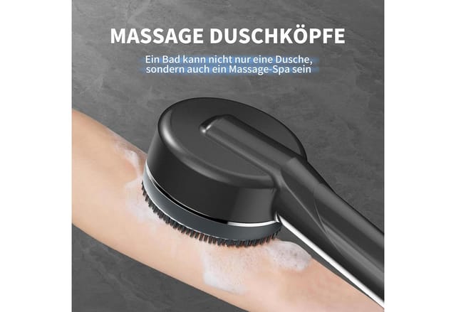 Refined Living Duschbrause Duschkopf mit Filter & Schlauch,4 Modi, Handbrause,Hochdruck Duschkopf, (Handbrause wassersparend mit 4 Strahlarten, Wassersparend, Massagebürste, Stoppfunktion, Handbrause Set für Badezimmer, Sparduschkopf gegen Kalk, Duschbrause mit Massagefunktion, Regendusche, Duschkopf mit Ein/Aus Schalter, 1-tlg., Inkl. 1,5 m schlauch,Halterung,3 Filter,Effektive Wasserfiltration), für Badezimmer Erwachsene, Kinder, Haustiere, Ergonomisches Design