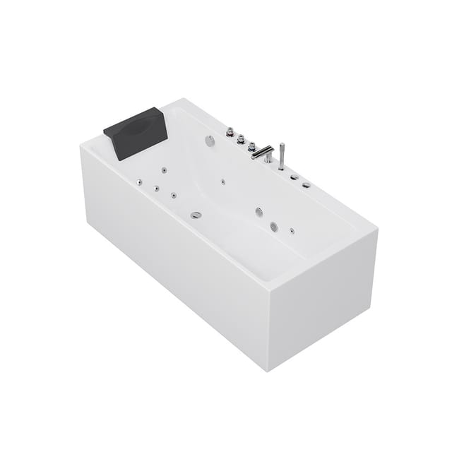 HOME DELUXE Whirlpool Badewanne mit ergonomischer Form BAKAL - 180 x 80 x 60 cm, 9 Whirlpooldüsen, inkl. Armaturen und Zubehör