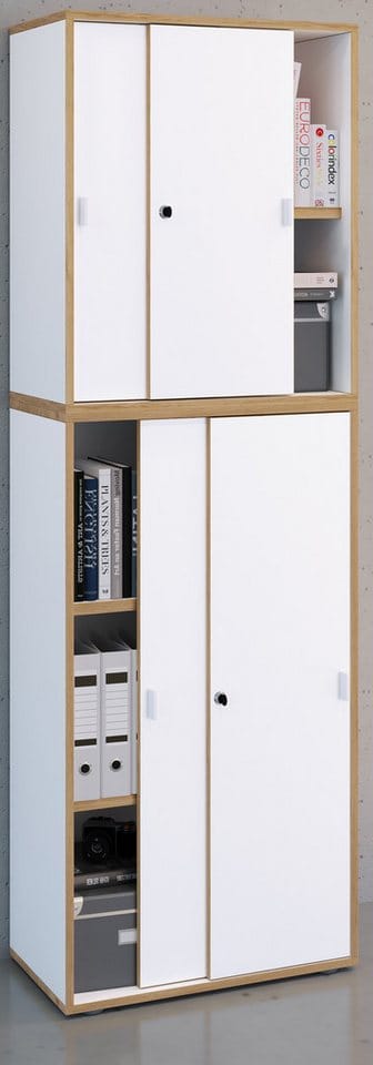 VCM Aktenschrank Büroschrank Aktenschrank Schiebetüren Salia 5fach