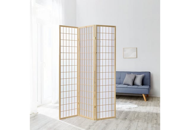 Homestyle4u Paravent Raumteiler Trennwand Shoji Spanische Wand Sichtschutz Holz Indoor (3-teilig), Braun, faltbar