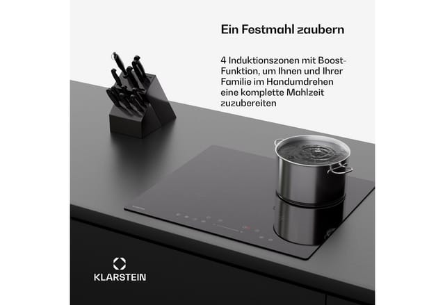 Klarstein Induktions-Kochfeld PowerGlide, Kochfeld Induktion 4 Zone Touch Timer Küche