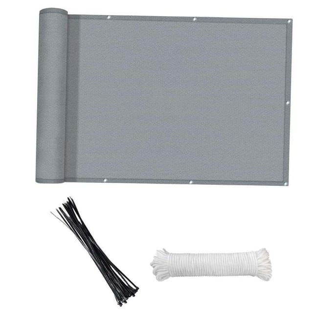 Winddichter Sichtschutz Für Balkone (hdpe) Für Terrasse, Patio, Garten, Außenpool, Veranda, Geländer, 118 X 35 Zoll, Grau