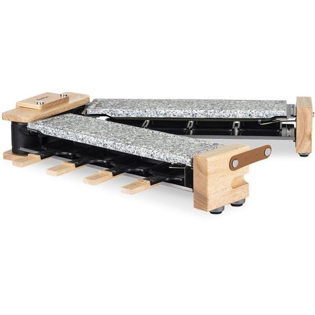 Raclette-grill - Hkoenig - Wod362 - 1400 W - Für Bis Zu 8 Personen - Drehbare Grillplatte - Holzdesign