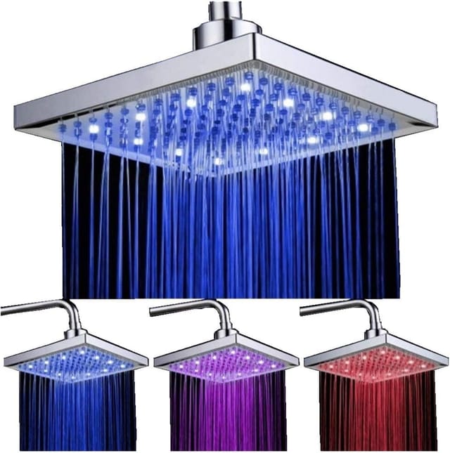 Led-duschkopf, 8 Zoll (ca. 20 Cm) Quadratisch, Temperaturregelung, 3 Farbwechsel