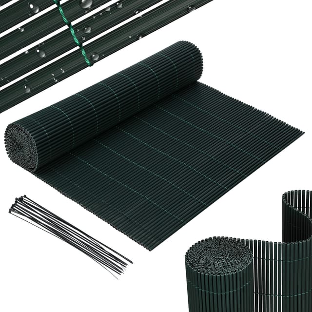 Jiubiaz 100x400cm Pvc Sichtschutzmatte Bambus Sichtschutz Garten Sichtschutzzaun Balkon Zaun Windschutz Balkonverkleidung Grün