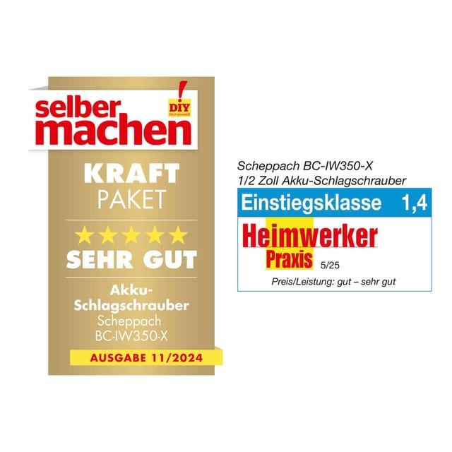 Schlagschrauber 1/2 Burstenloser 20v Ohne Akku Ixes Scheppach Bc-iw350-x