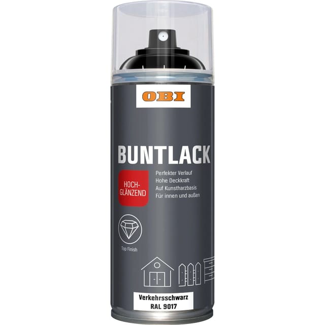 OBI Buntlack Spray RAL 9017 Verkehrsschwarz hochglänzend 400 ml