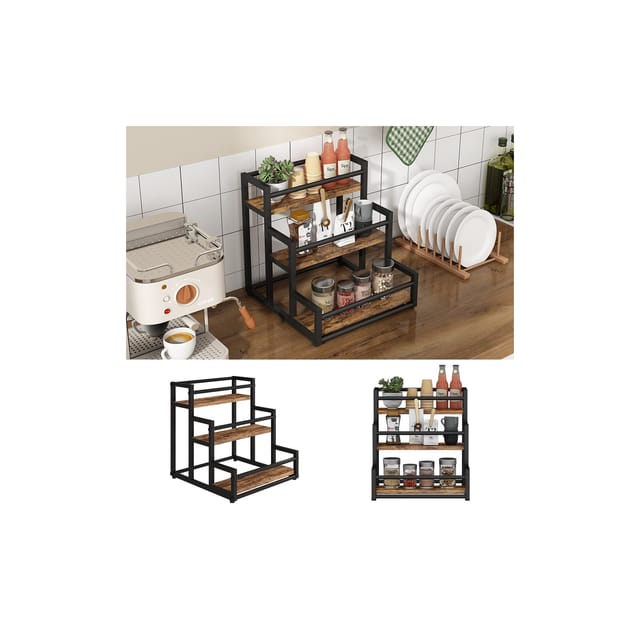 Vicco Küchenregal Fyrk Eiche Rustikal 33x34 cm mit 3 Offenen Fächern