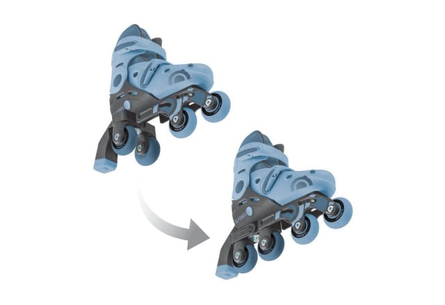 Globber Learning Skates 2in1 Inline- und Quad-Skates Kinder Verstellbar Gr.30-33 ABEC 9 Rollengröße 54x24 mm Blau