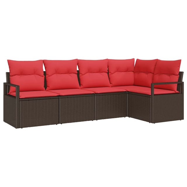 vidaXL Sofa Set 5-Tlg Braun Poly-Rattan 3346384