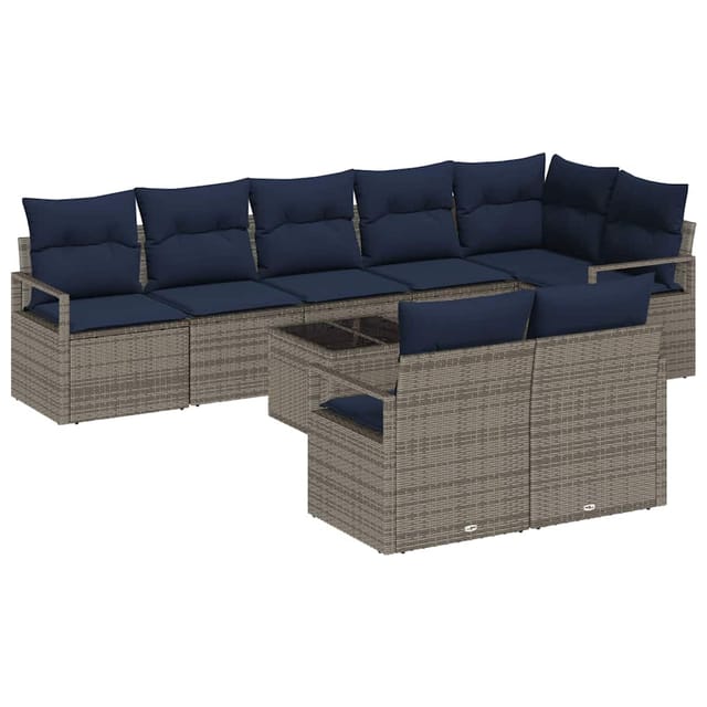 vidaXL Sofa Set 9-Tlg Grau Poly-Rattan 3346445