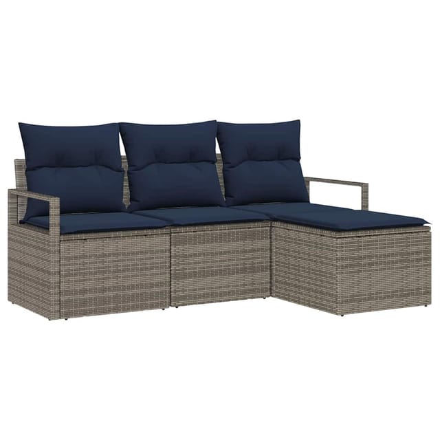 vidaXL Sofa Set 4-Tlg Grau Poly-Rattan 3346335